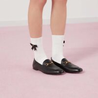 Gucci Unisex Leather Horsebit Loafer Black Slim Shape Sole Flat 1 CM Heel (5)
