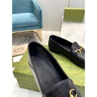 Gucci Unisex Leather Horsebit Loafer Black Slim Shape Sole Flat 1 CM Heel (5)