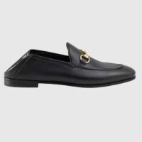 Gucci Unisex Leather Horsebit Loafer Black Slim Shape Sole Flat 1 CM Heel (5)