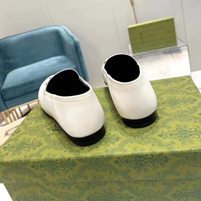 Gucci Unisex Leather Horsebit Loafer White Slim Shape Sole Flat 1 CM Heel (2)