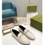 Gucci Unisex Leather Horsebit Loafer White Slim Shape Sole Flat 1 CM Heel - Imagen 3