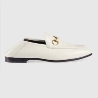 Gucci Unisex Leather Horsebit Loafer White Slim Shape Sole Flat 1 CM Heel (6)