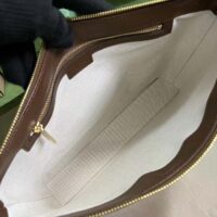 Gucci Unisex Messenger Bag Brown Leather Interlocking G Beige Ebony GG Supreme Canvas (11)