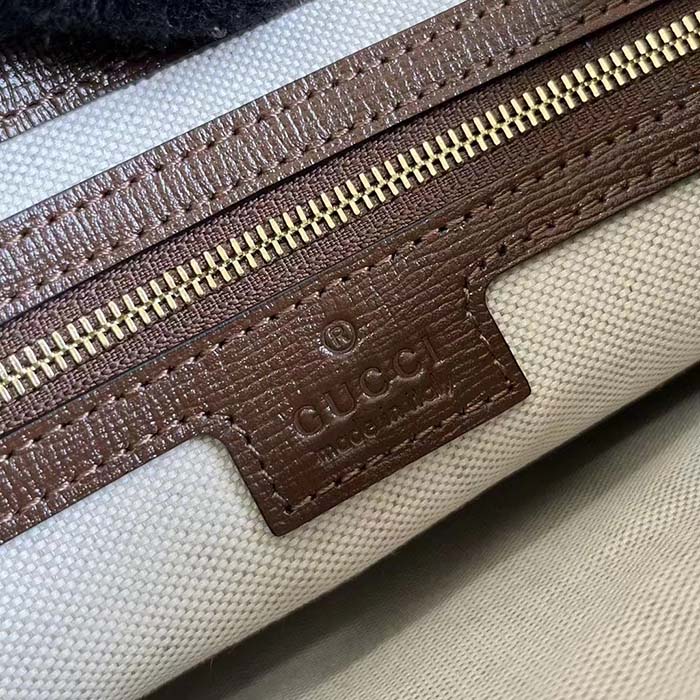 Gucci Unisex Messenger Bag Interlocking G Brown Leather Beige Ebony GG Supreme Canvas (6)