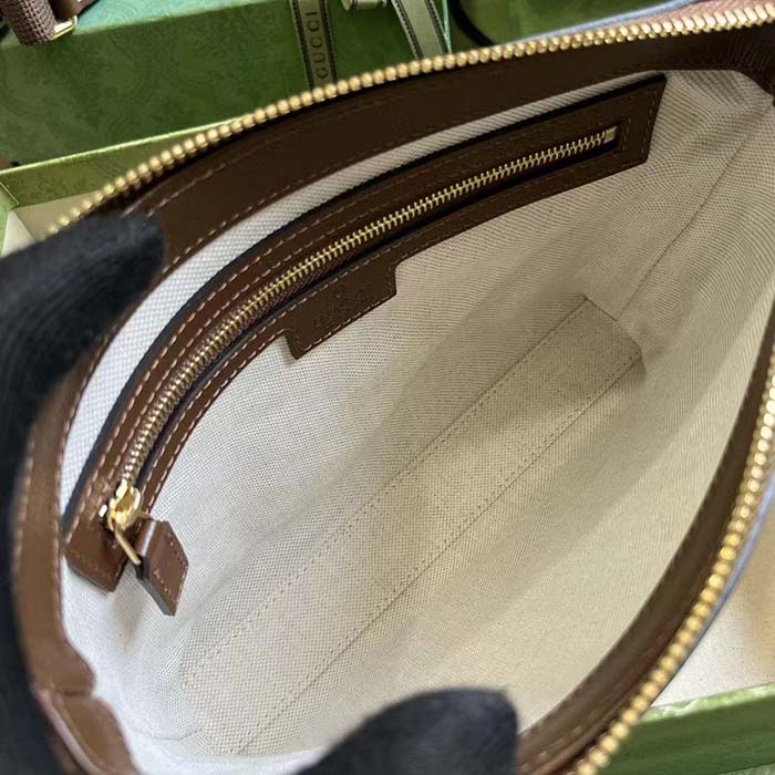 Gucci Unisex Messenger Bag Interlocking G Brown Leather Beige Ebony GG Supreme Canvas (9)