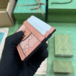 Gucci Unisex Ophidia GG Card Case Wallet Pink Canvas Leather Double G Four Card Slots - Image 4