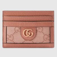 Gucci Unisex Ophidia GG Card Case Wallet Pink Canvas Leather Double G Four Card Slots (10)