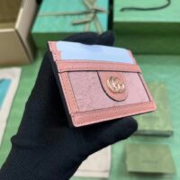Gucci Unisex Ophidia GG Card Case Wallet Pink Canvas Leather Double G Four Card Slots (10)