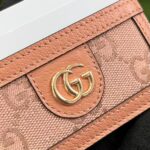 Gucci Unisex Ophidia GG Card Case Wallet Pink Canvas Leather Double G Four Card Slots - Image 5