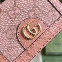 Gucci Unisex Ophidia GG Card Case Wallet Pink Canvas Leather Moiré Lining Double G (7)