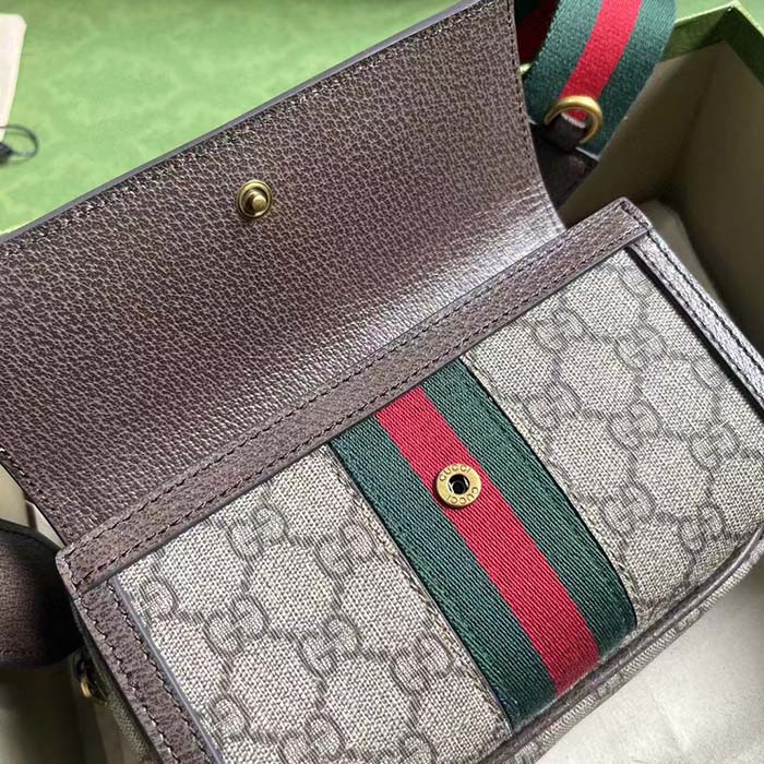 Gucci Unisex Ophidia GG Mini Bag Double G Beige Ebony GG Supreme Canvas (11)
