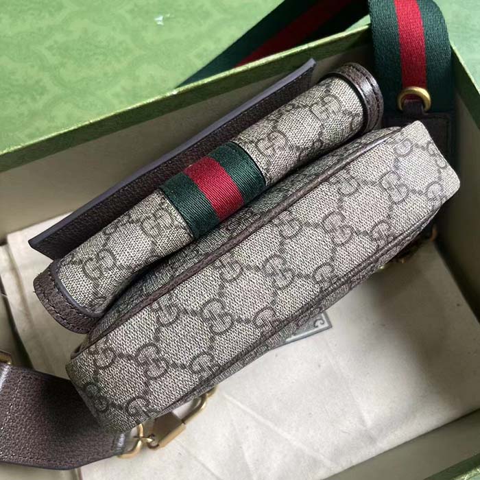 Gucci Unisex Ophidia GG Mini Bag Double G Beige Ebony GG Supreme Canvas (2)