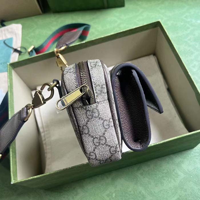 Gucci Unisex Ophidia GG Mini Bag Double G Beige Ebony GG Supreme Canvas (3)