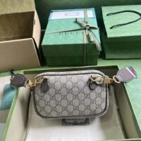 Gucci Unisex Ophidia GG Mini Bag Double G Beige Ebony GG Supreme Canvas (1)