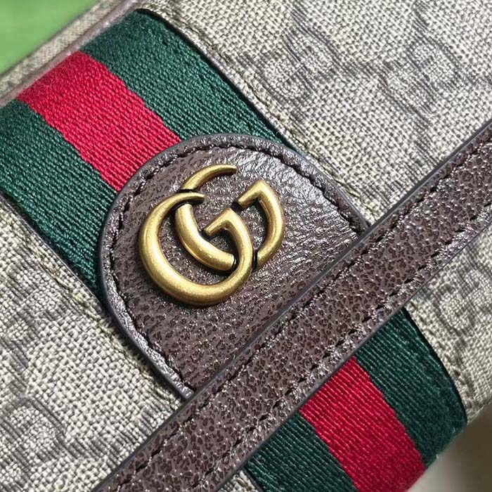 Gucci Unisex Ophidia GG Mini Bag Double G Beige Ebony GG Supreme Canvas (6)
