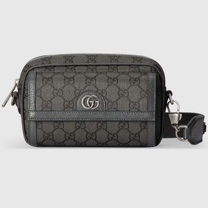 Gucci Unisex Ophidia GG Mini Bag Grey Black GG Supreme Canvas Double G