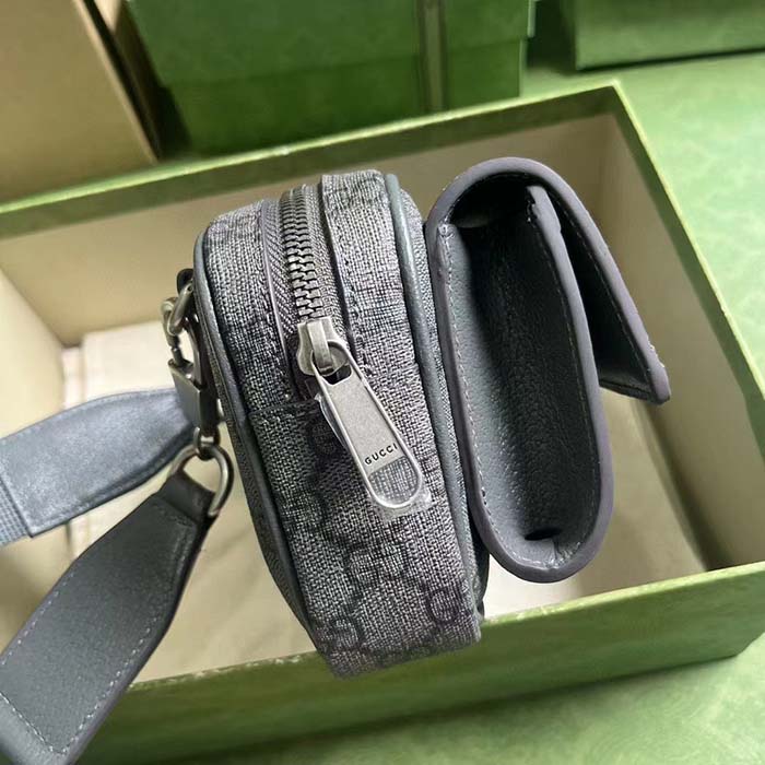 Gucci Unisex Ophidia GG Mini Bag Grey Black GG Supreme Canvas Double G (2)