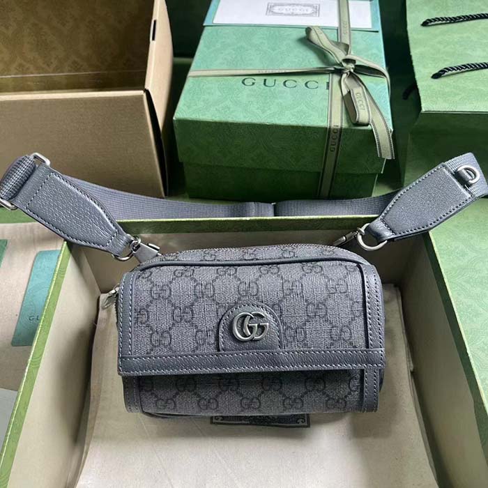 Gucci Unisex Ophidia GG Mini Bag Grey Black GG Supreme Canvas Double G (3)
