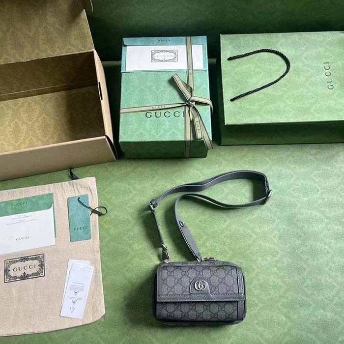 Gucci Unisex Ophidia GG Mini Bag Grey Black GG Supreme Canvas Double G (7)