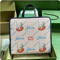 Gucci Unisex Printed Tote Bag GG The Jetsons Print Pink Blue Supreme Canvas (6)
