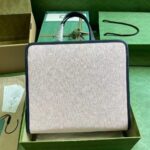 Gucci Unisex Printed Tote Bag Light Pink Double G Stars Supreme Canvas Nylon Lining - Imagen 6