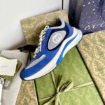 Gucci Unisex Run Sneaker Blue Black Suede Interlocking G Bi-Color Rubbe Low Heel - Image 7