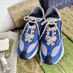 Gucci Unisex Run Sneaker Blue Black Suede Interlocking G Bi-Color Rubbe Low Heel - Image 6