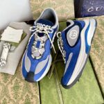 Gucci Unisex Run Sneaker Blue Black Suede Interlocking G Bi-Color Rubbe Low Heel - Image 5