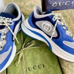 Gucci Unisex Run Sneaker Blue Black Suede Interlocking G Bi-Color Rubbe Low Heel - Image 9
