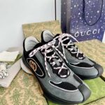 Gucci Unisex Run Sneaker Grey Black Suede Interlocking G Bi-Color Rubbe Low Heel - Imagen 2
