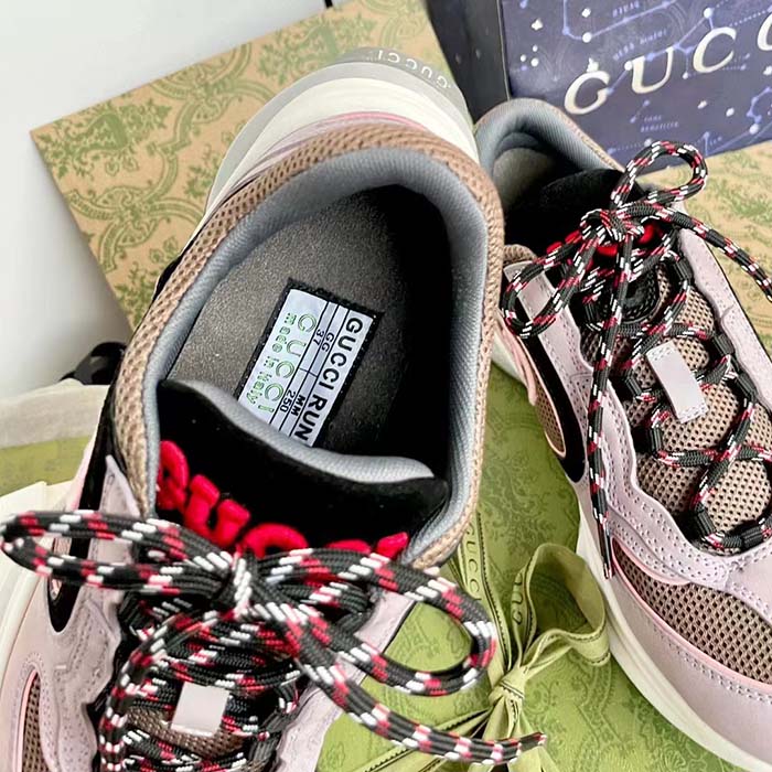 Gucci Unisex Run Sneaker Lilac Black Suede Interlocking G Bi-Color Rubbe Low Heel (2)