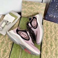 Gucci Unisex Run Sneaker Lilac Black Suede Interlocking G Bi-Color Rubbe Low Heel (4)