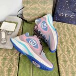 Gucci Unisex Run Sneaker Lilac Light Pink Suede Interlocking G Bi-Color Rubbe Low Heel - Image 4