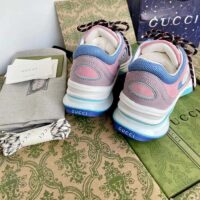 Gucci Unisex Run Sneaker Lilac Light Pink Suede Interlocking G Bi-Color Rubbe Low Heel (4)