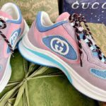 Gucci Unisex Run Sneaker Lilac Light Pink Suede Interlocking G Bi-Color Rubbe Low Heel - Image 7