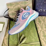 Gucci Unisex Run Sneaker Lilac Light Pink Suede Interlocking G Bi-Color Rubbe Low Heel - Image 6