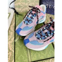 Gucci Unisex Run Sneaker Lilac Light Pink Suede Interlocking G Bi-Color Rubbe Low Heel (4)
