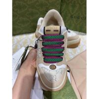 Gucci Unisex Screener Sneaker White GG Lamé Canvas Chunky Laces 4.8 CM Heel (5)