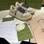 Gucci Unisex Screener Sneaker White GG Lamé Canvas Chunky Laces 4.8 CM Heel - Image 2