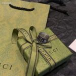 Gucci Unisex Silver Ring Double G Bi-Color 925 Sterling Silver Textured Snake-Shaped Trim – Image 2
