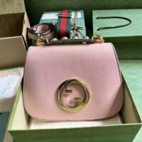 Gucci Women Blondie Top Handle Bag Light Pink Leather Round Interlocking G (9)