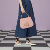 Gucci Women Blondie Top Handle Bag Light Pink Leather Round Interlocking G (9)