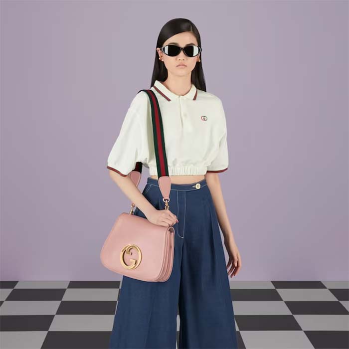 Gucci Women Blondie Top Handle Bag Light Pink Leather Round Interlocking G (5)