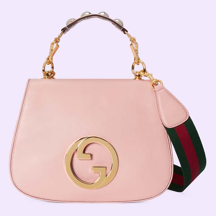Gucci Women Blondie Top Handle Bag Light Pink Leather Round Interlocking G