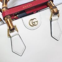 Gucci Women Diana Small Tote Bag White Leather Gold-Toned Hardware Double G (2)
