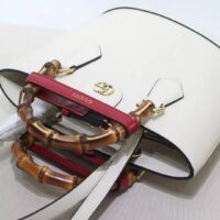 Gucci Women Diana Small Tote Bag White Leather Gold-Toned Hardware Double G (2)