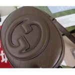 Gucci Women GG Blondie Mini Shoulder Bag Brown Leather Round Interlocking G Patch – Image 3
