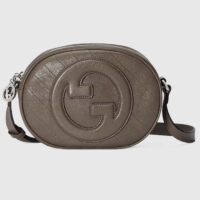 Gucci Women GG Blondie Mini Shoulder Bag Brown Leather Round Interlocking G Patch (11)