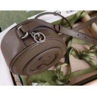 Gucci Women GG Blondie Mini Shoulder Bag Brown Leather Round Interlocking G Patch (11)