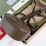 Gucci Women GG Blondie Mini Shoulder Bag Brown Leather Round Interlocking G Patch – Image 7